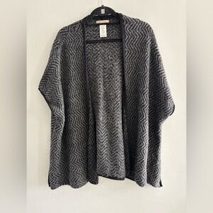 Chiaramente Open-Front Chevron Knit Cardigan Gray One Size Oversized Lagenlook